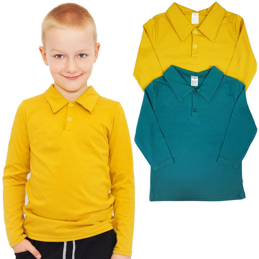 2PAK KOSZULKA POLO musztarda butelka z kołnierzykiem koszula