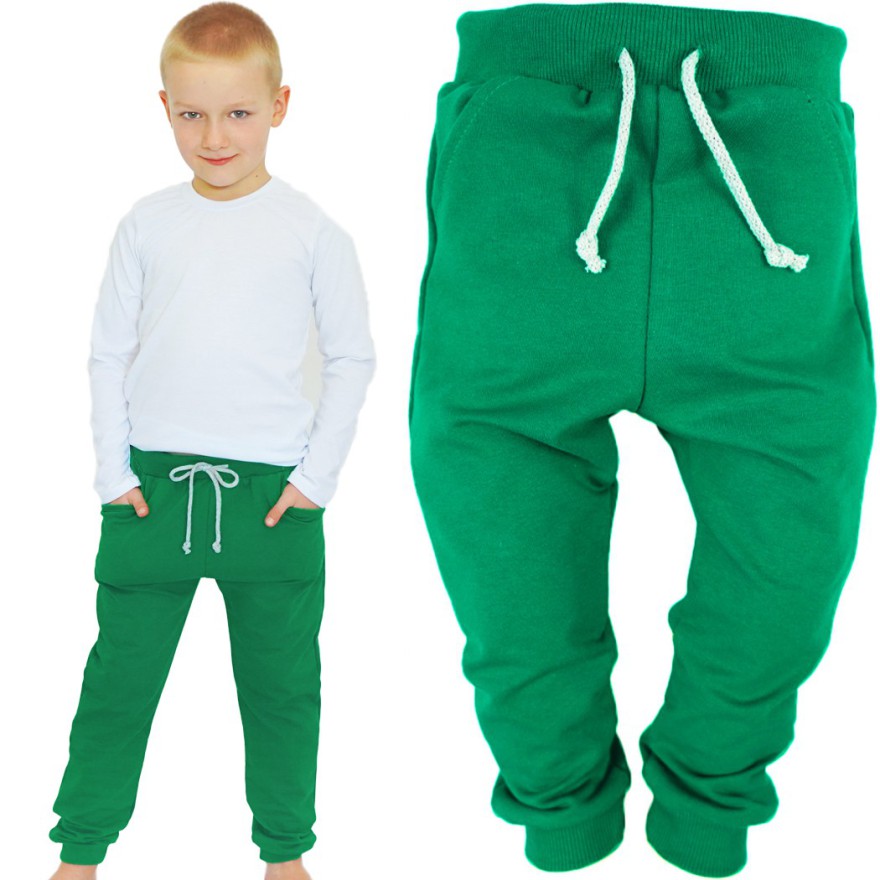 Zielone spodnie dresowe wiązane wiosna jesień