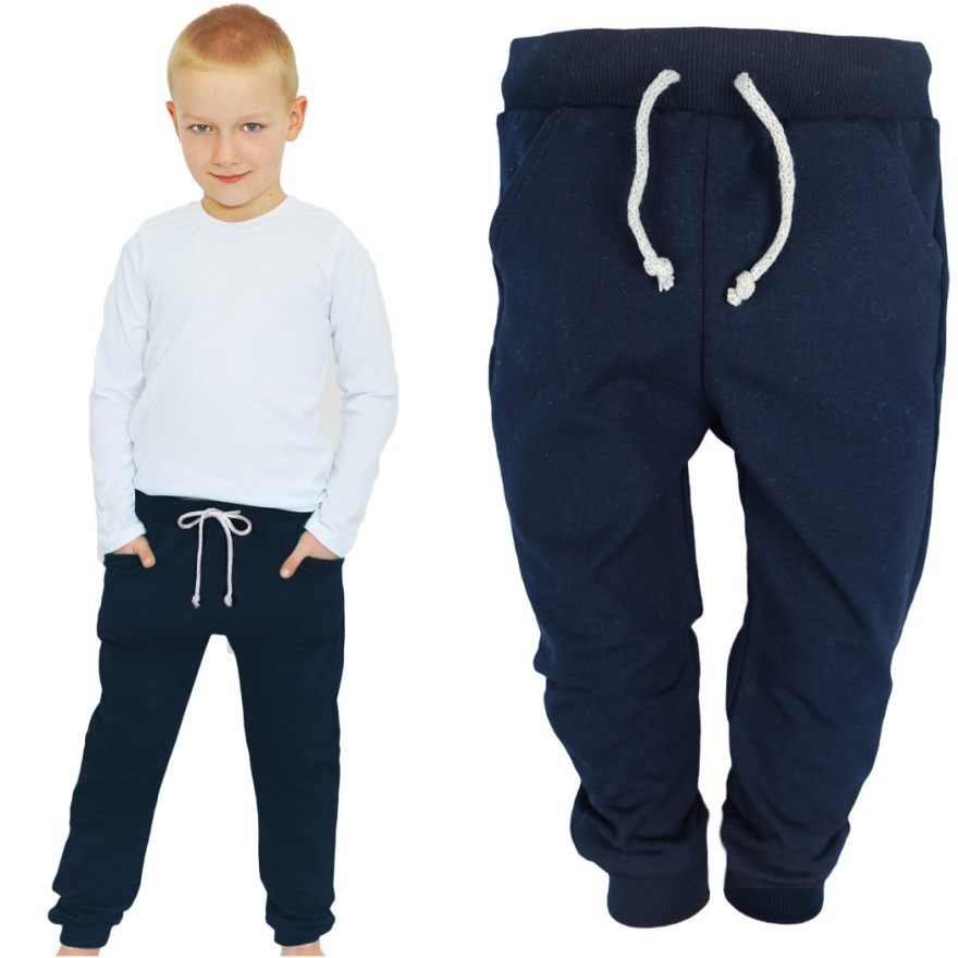 Granatowe spodnie dresowe wiązane wiosna jesień