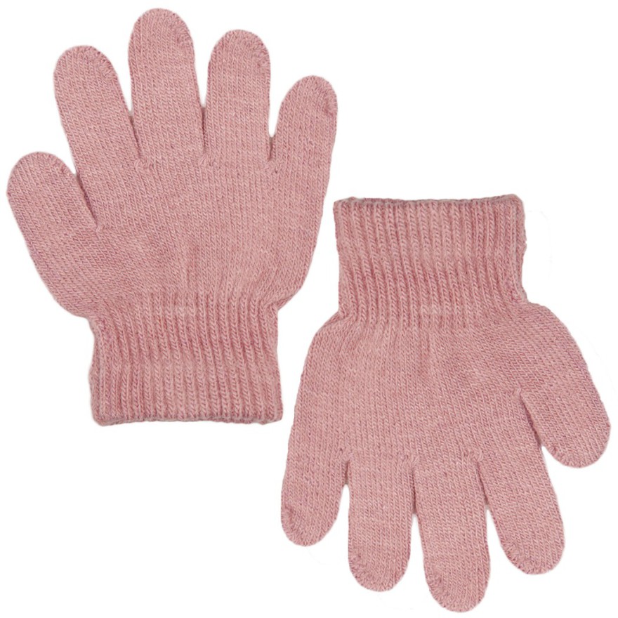 Pudrowe RĘKAWICZKI 5-palczaste gładkie r.98-164