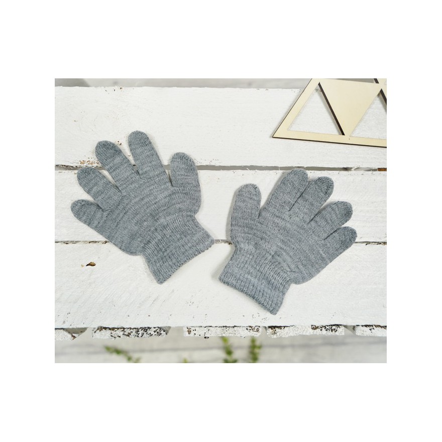 Szare RĘKAWICZKI 5-palczaste gładkie r.98-164