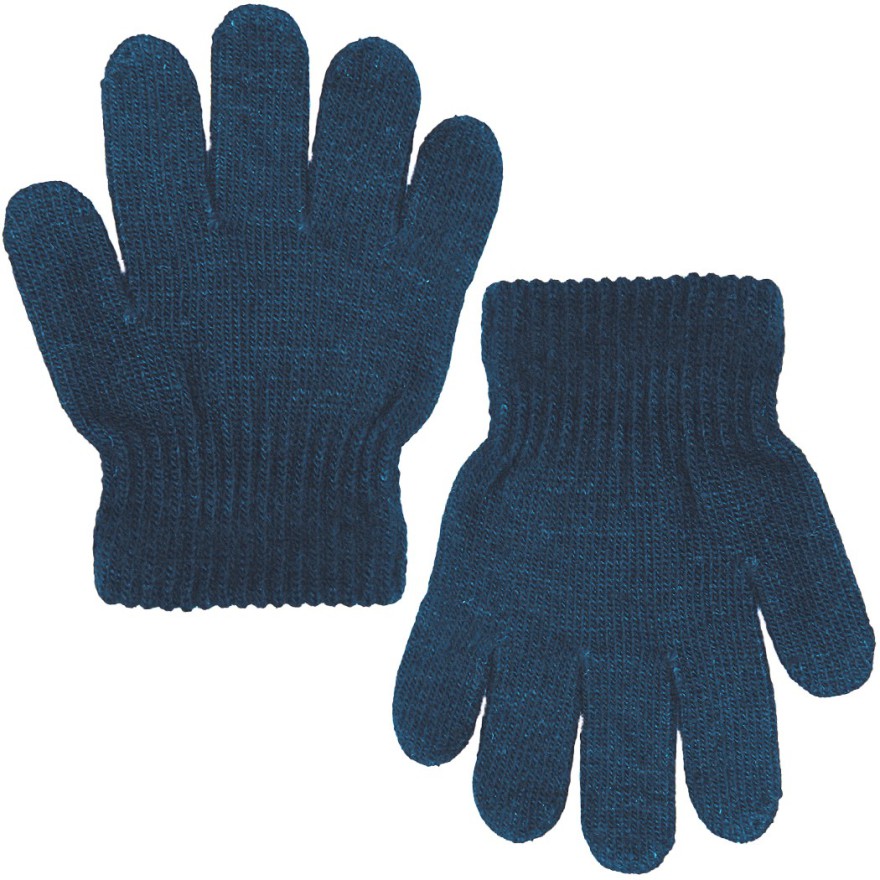 Niebieskie RĘKAWICZKI 5-palczaste gładkie r.98-164