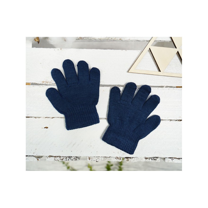 Niebieskie RĘKAWICZKI 5-palczaste gładkie r.98-164