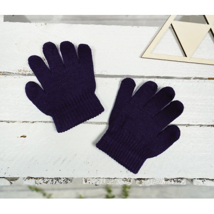 Granatowe RĘKAWICZKI 5-palczaste gładkie r.98-164