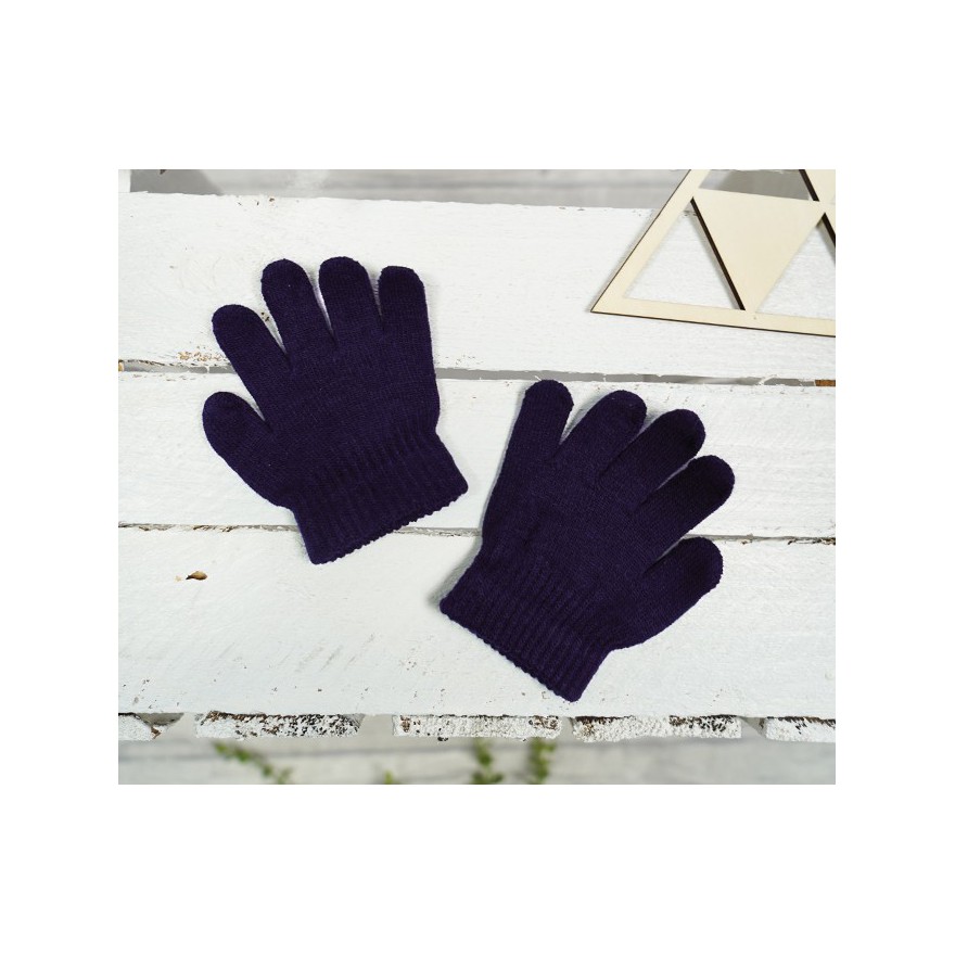 Granatowe RĘKAWICZKI 5-palczaste gładkie r.98-164