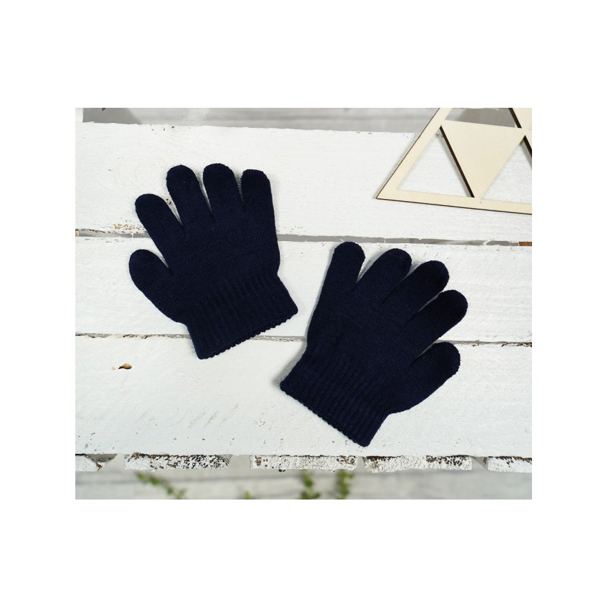 Czarne RĘKAWICZKI 5-palczaste gładkie r.98-164