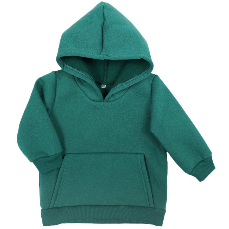 Butelkowa BLUZA ocieplana dresowa kangurka z kapturem