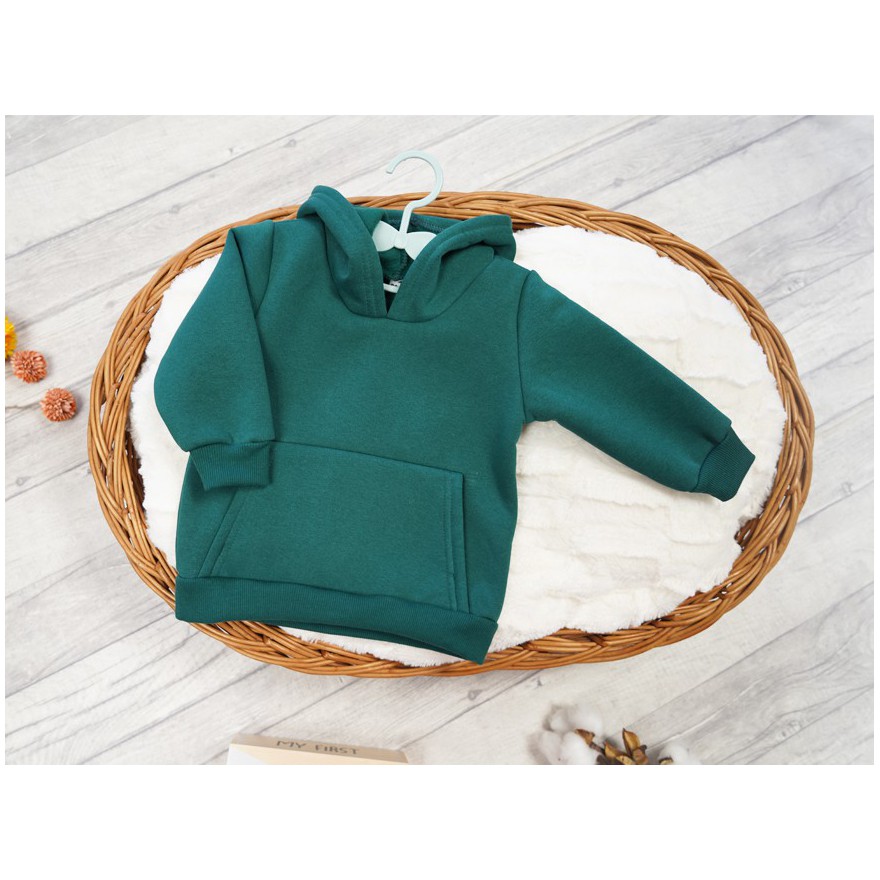 Butelkowa BLUZA ocieplana dresowa kangurka z kapturem