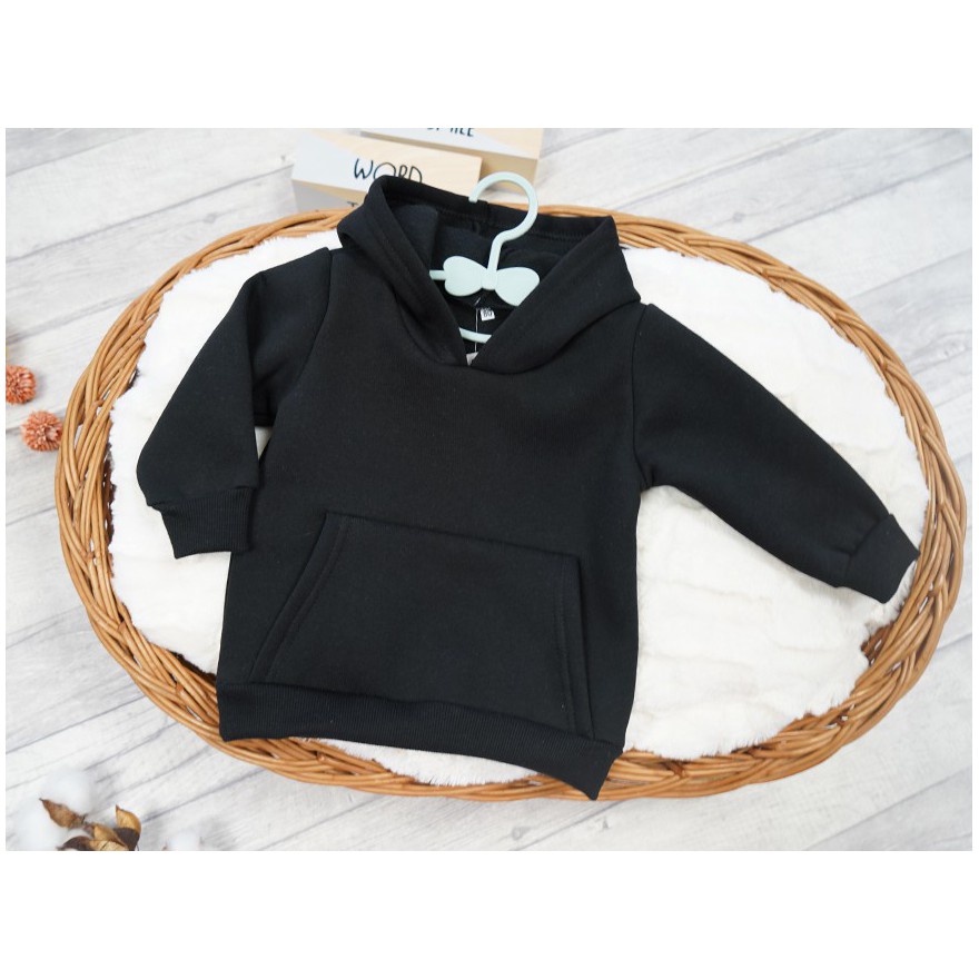 Czarna BLUZA ocieplana dresowa kangurka z kapturem