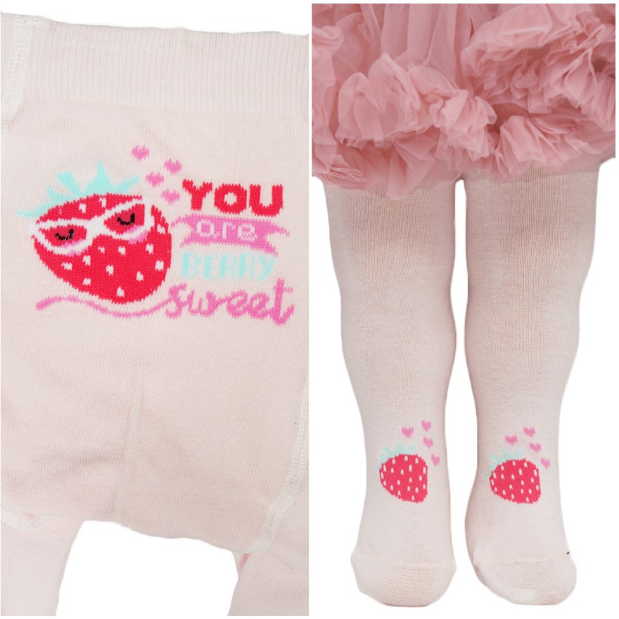 RAJSTOPY dziecięce różowe truskawka sweet wzór 665