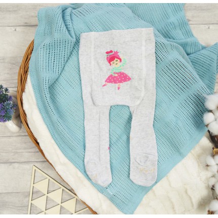 RAJSTOPY dziecięce szare z dziewczynką wzór 672