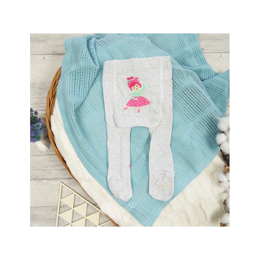 RAJSTOPY dziecięce szare z dziewczynką wzór 672