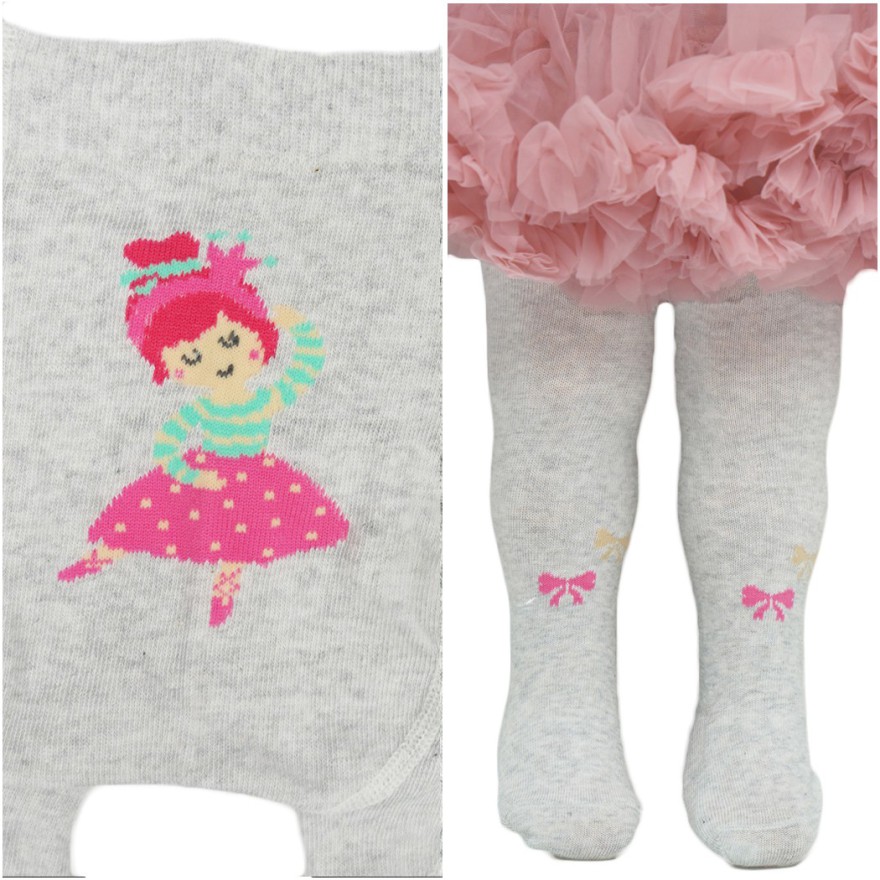 RAJSTOPY dziecięce szare z dziewczynką wzór 672