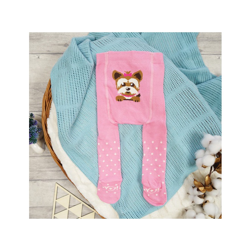 RAJSTOPY dziecięce różowe pies york wzór 664