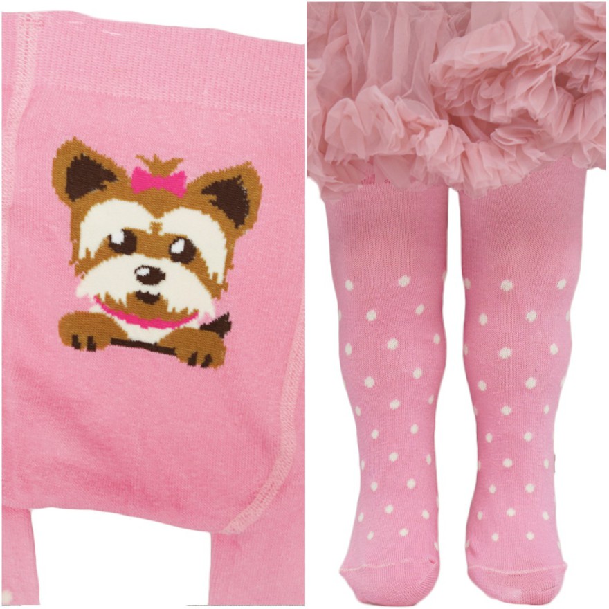 RAJSTOPY dziecięce różowe pies york wzór 664