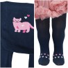RAJSTOPY dziecięce granatowe różowy kot wzór 662