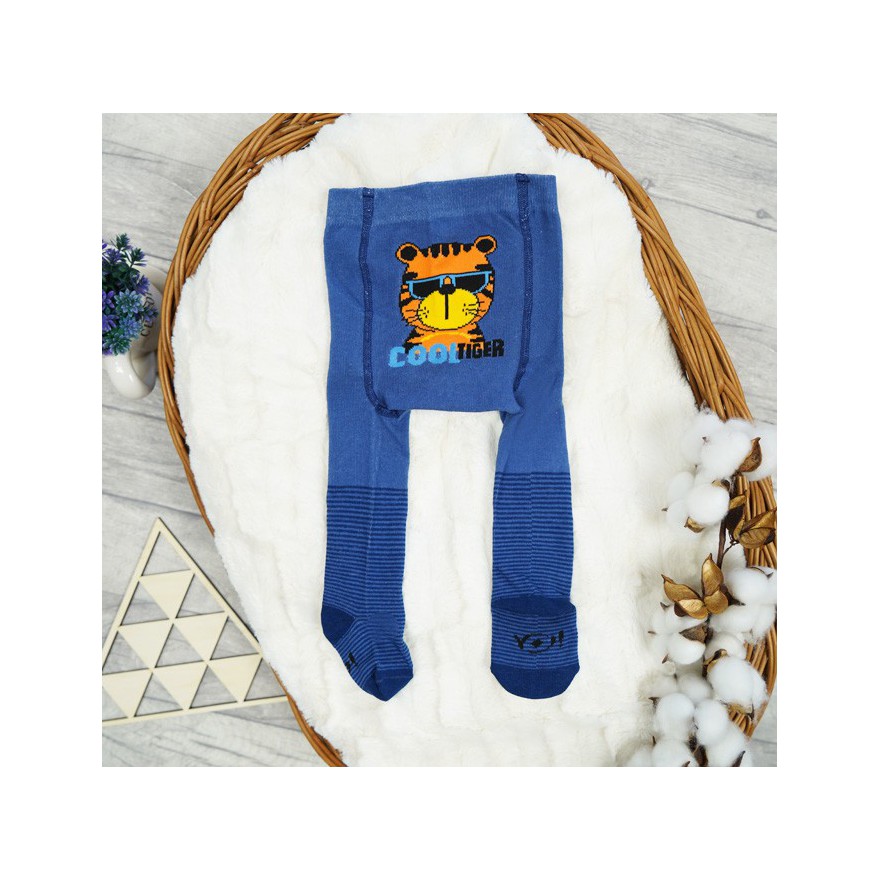 RAJSTOPY dziecięce niebieskie cool tiger wzór 667