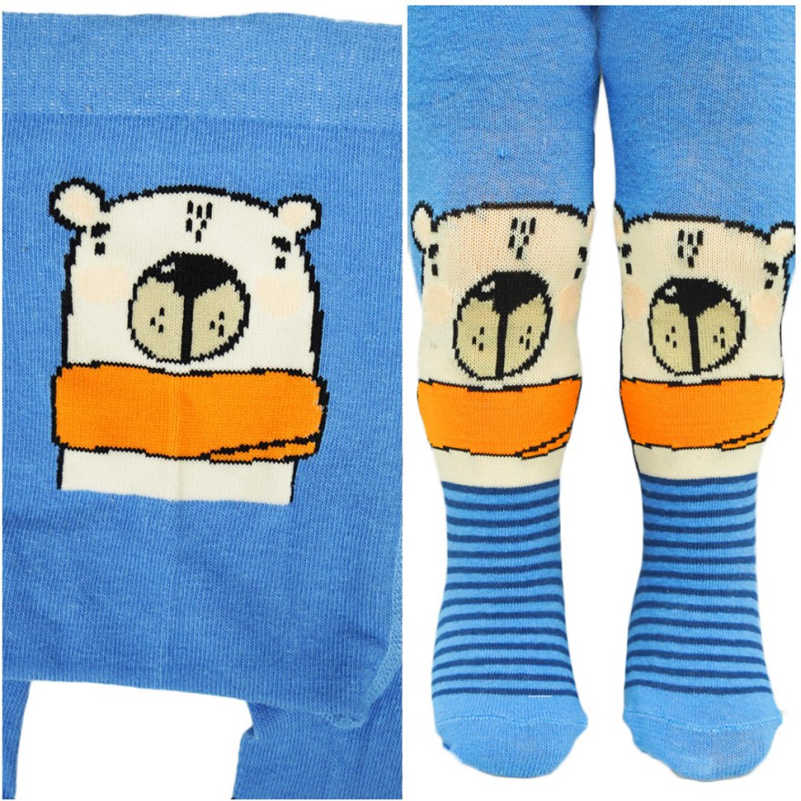 RAJSTOPY dziecięce niebieskie biały miś wzór 671