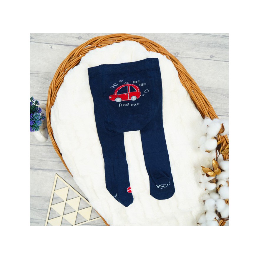 RAJSTOPY dziecięce granatowe red car wzór 668