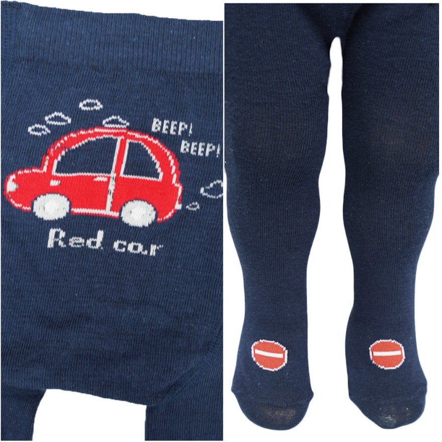 RAJSTOPY dziecięce granatowe red car wzór 668