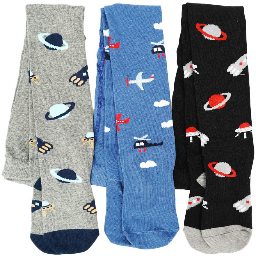 3pak RAJSTOPY bawełniane kosmos samolot chłopiece