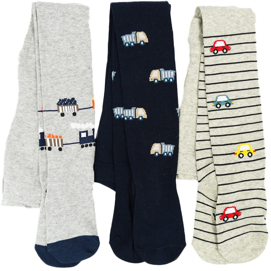 3pak RAJSTOPY bawełniane auta wagony chłopiece