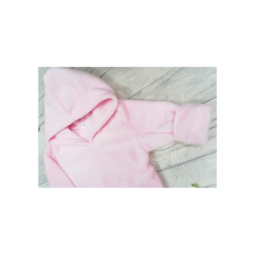 Różowa SUKIENKA pluszowa ciepła tunika gładka z kapturem