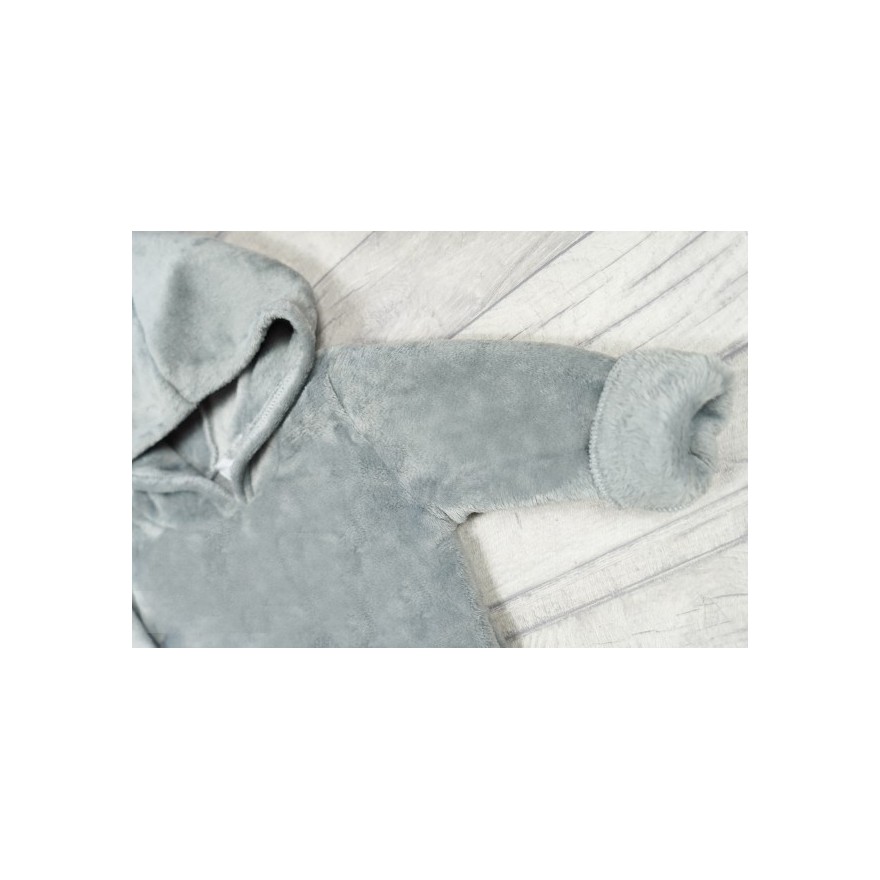 Szara SUKIENKA pluszowa ciepła tunika gładka z kapturem