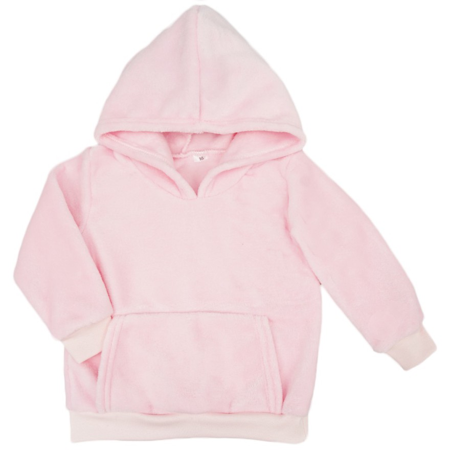 Różowa BLUZA pluszowa ciepła kangurka z kapturem