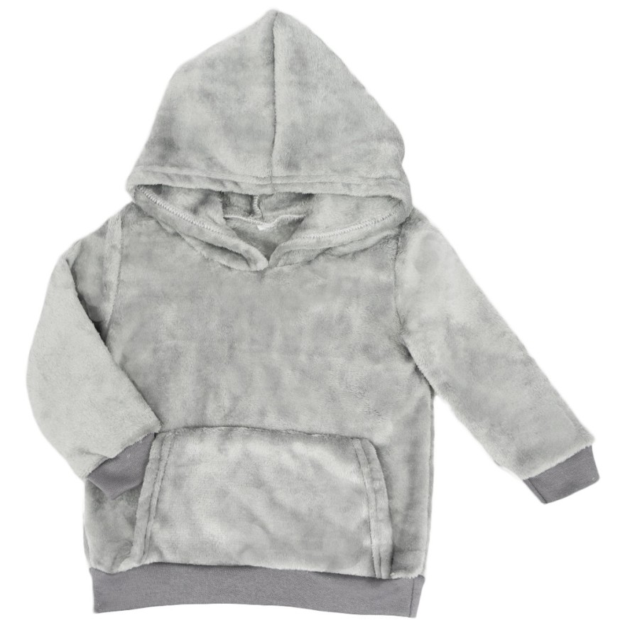 Szara BLUZA pluszowa ciepła kangurka z kapturem