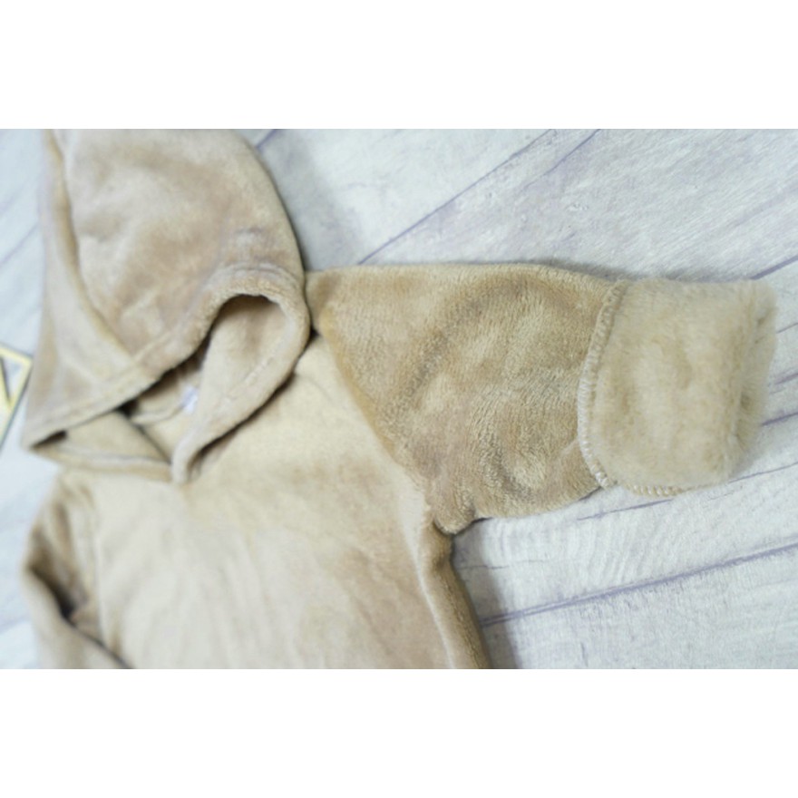 Beżowa BLUZA pluszowa ciepła kangurka z kapturem