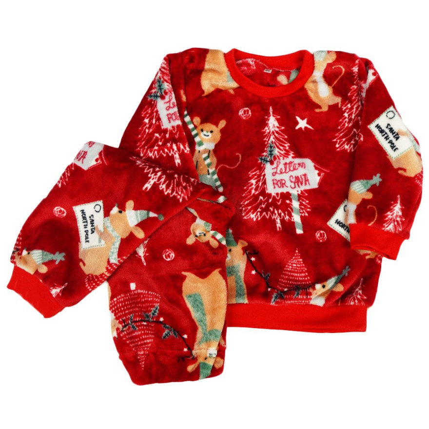 Czerwona PIŻAMA pluszowa ciepła w misie święta