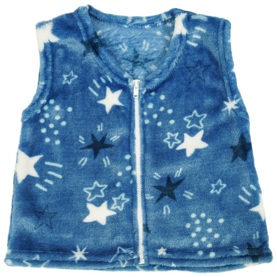 Niebieska KAMIZELKA pluszowa ciepła GWIAZDKI bezrękawnik