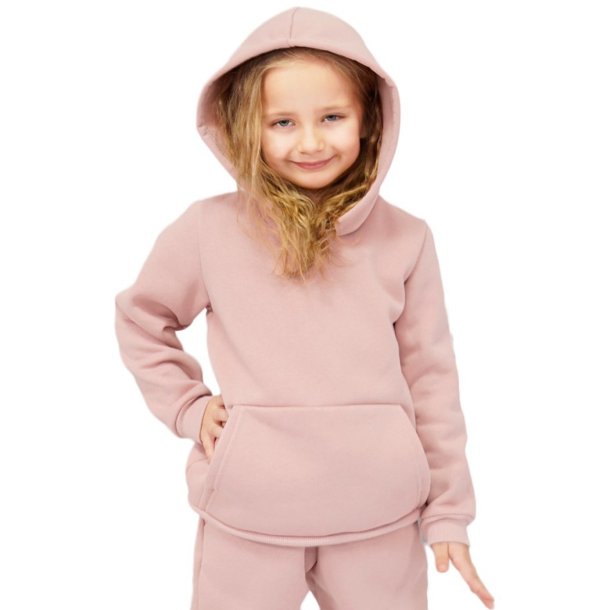 Pudrowy róż BLUZA ocieplana dresowa kangurka z kapturem