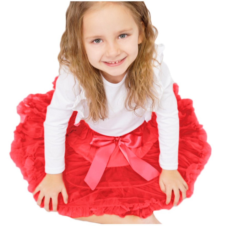Czerwona puszysta SPÓDNICZKA tiulowa z falbankami święta