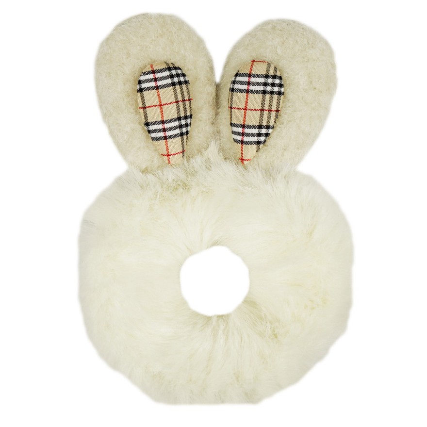 Ecru pluszowa GUMKA z USZAMI do włosów królik
