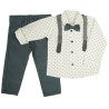 KOMPLET DLA CHŁOPCA koszula szare gwiazdki, spodnie, muszka, szelki święta