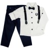 KOMPLET DLA CHŁOPCA koszula z haftem, spodnie, muszka, szelki święta