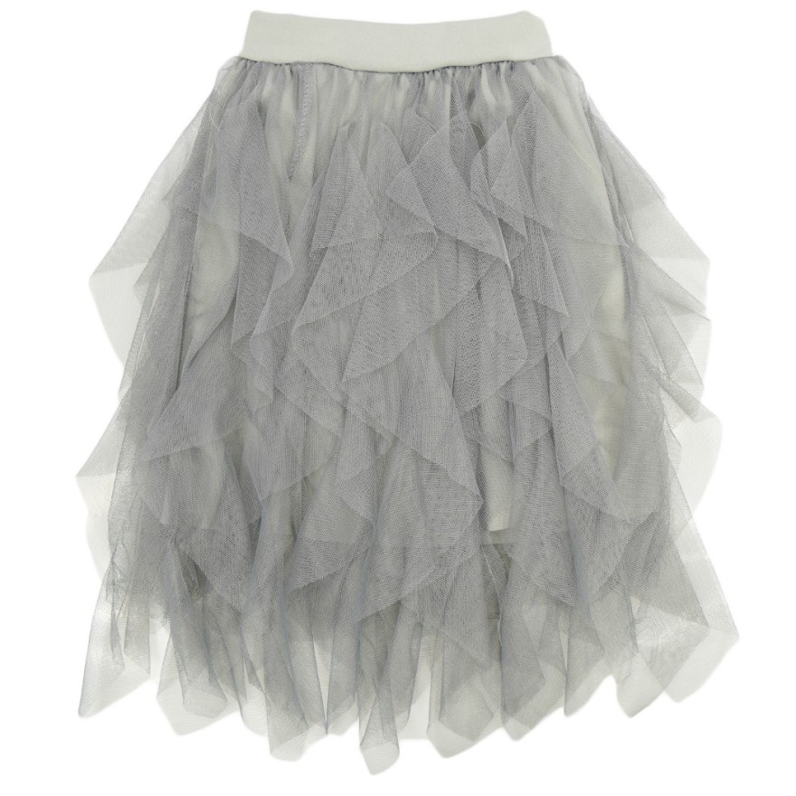 Szara SPÓDNICA tiulowa postrzępiona szkoła święta