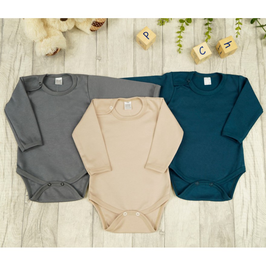 3pak BODY z długim rękawem petrol beż grafit