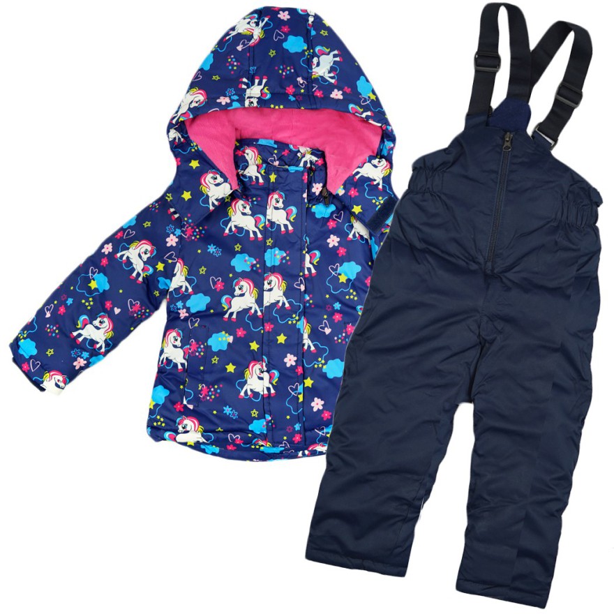 ZIMOWY KOMBINEZON dwuczęściowy GRANAT JEDNOROŻCE kurtka + spodnie