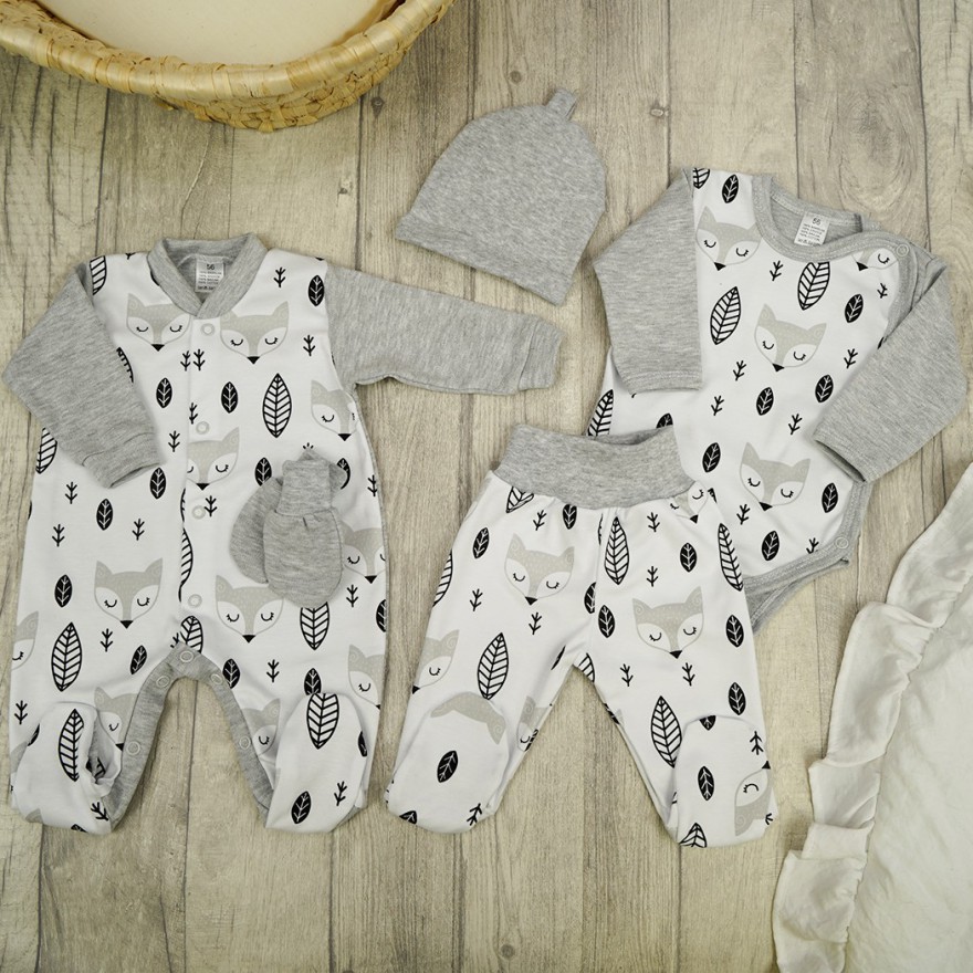 WYPRAWKA WCZEŚNIAK do szpitala 5 części szare liski 412s