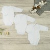3pak białe BODY rozpinane WCZEŚNIAK z długim rękawem
