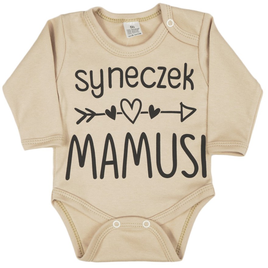 Beżowe BODY Syneczek Mamusi długi rękaw wzór 400