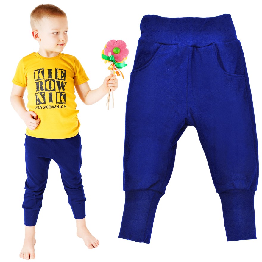 Likwidacja Chabrowe spodnie bawełniane lekkie z wyciąganą gumką bezuciskowe NEON