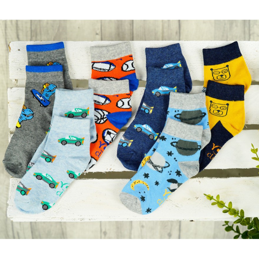 6 PAK SKARPETKI skarpety chłopięce AUTO PIŁKI MIŚ DINO