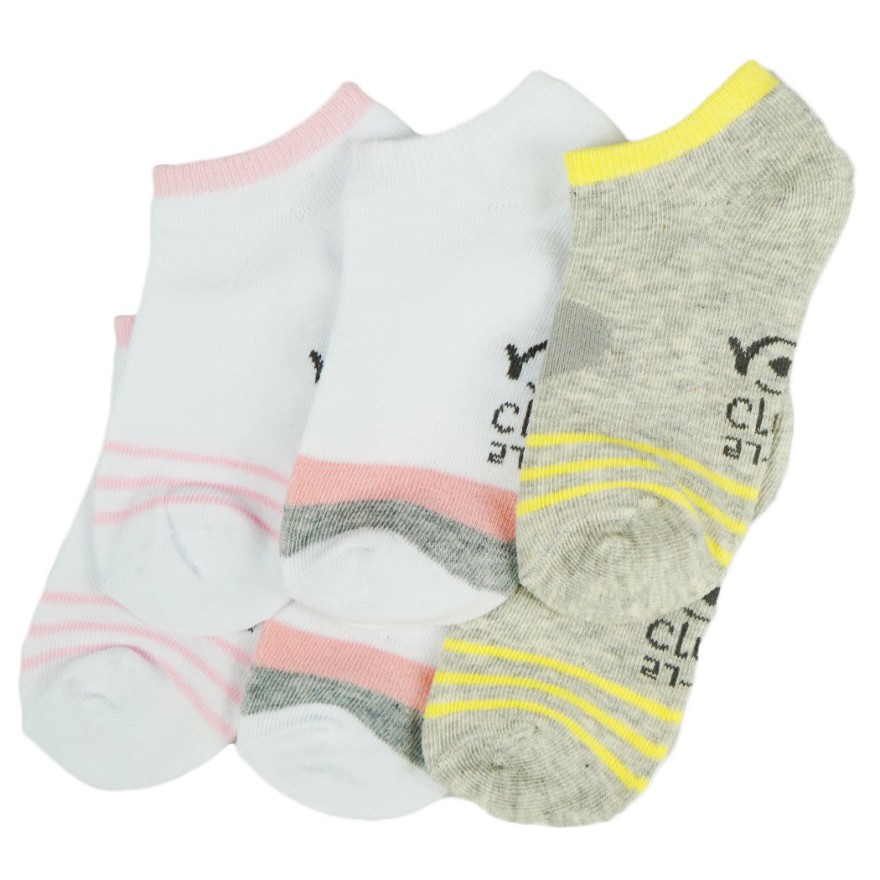 3-pak SKARPETY STOPKI SKARPETKI dziewczęce paski z żółtym