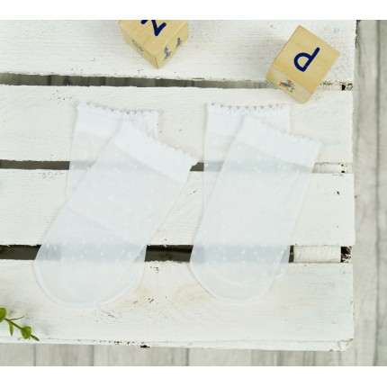 4-pak SKARPETKI mikrofibra 20den w kropki róż biel KOMUNIA