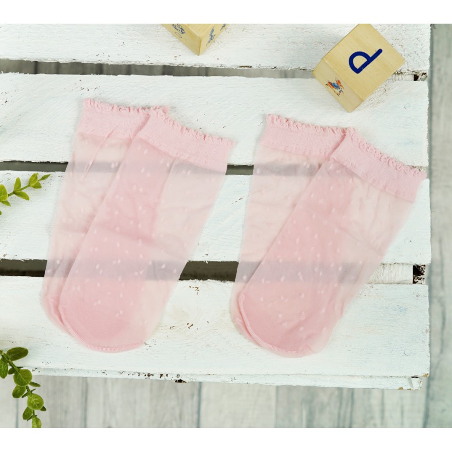 4-pak SKARPETKI mikrofibra 20den w kropki róż biel KOMUNIA