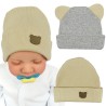 2PAK CZAPKA SMERFETKA szary-beż prążek + uszy wyprawka